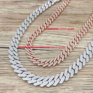 Designer Jewelry HotsaleZuanfa 2 Rows 3 Rows Iced VVS Moissanite Sterling Silver Lad Diamond Custom Name Plate Cuban Link Mens Necklaces