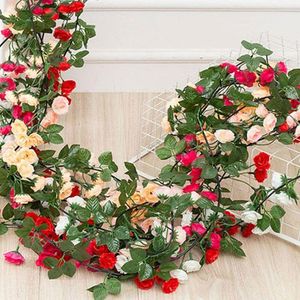 Dekorative Blumen, 1,85 m, künstliche Rosenrebe, Hochzeitsdekoration, fühlt sich echt an, Seidenblumenschnur, Heim-Hängegirlande, Party-Dekoration