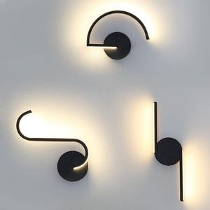 Wall Lamps Modern Aisle Lamp Line Black And White Living Room Designer Decoration Bedside Decor Bathroom Led Light Fixtures