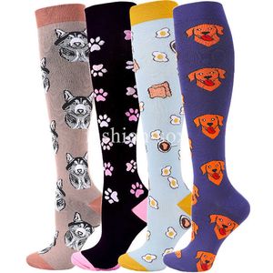 Calze 5PC Calze Donna Uomo Calze a compressione Cat Dog Stampe animali Calze alte Calze a compressione da corsa 2030mmhg Calze sportive Z0221