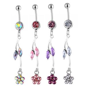 Navel Bell Button Rings D0528 Flowers Belly Ring Mix Colors Drop Delivery Jewelry Body Dhgarden Dhowk