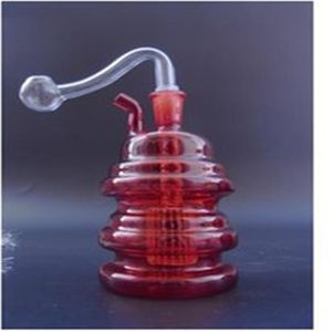 Darmowa Wysyłka Szklane Rury Szklane Bubbler Szklany Szklany Plat Rig Szkło Bongs Kolor Mała Gurda JH028-10mm-Red