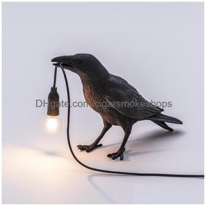 Altro Lampada da tavolo per uccelli da giardino per la casa italiana Seletti Light Led Desk Animal Lucky Soggiorno Camera da letto Comodino Decor Fixtures 1020 Drop Ot583