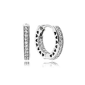 Orecchini a cerchio a forma di cuore scintillante in argento sterling 925 per gioielli da festa di nozze Pandora per donna Uomo Regalo per fidanzata Diamante CZ Orecchini HIP HOP con scatola originale