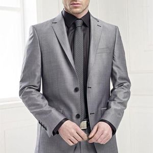 Mäns kostymer 2023 Classic Grey Groom Tuxedos eleganta män passar för bröllopsverksamhetsverk formell (jacka byxor slips)