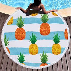 Handtuch Obst Ananas Bad Strand Mikrofaser Picknickdecke Teppich Tropische große runde Handtücher für Erwachsene Serviette De Plage