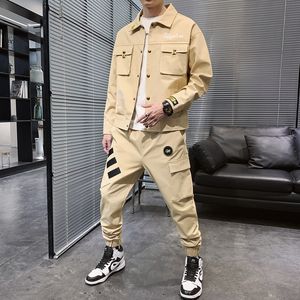 Herrspårar Män våren Autumn Casual Two Piece Set Jacket and Pants Mens Fashion Sweatsuit Korean Style Streetwear Sport Suit 230222