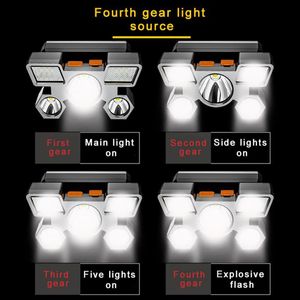 5 LED Camping Lantern Headlamp Rechargeable Powerful Head Lamp with Built-in 18650 Battery Outdoor Camping Headlight Head Flashlight Head Light