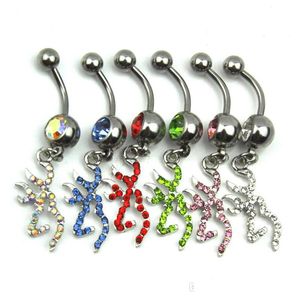 Anelli con bottone a campana per ombelico D0070 Browning Deer Belly Ring Mix Colors Drop Delivery Jewelry Body Dhgarden Dh6Mn