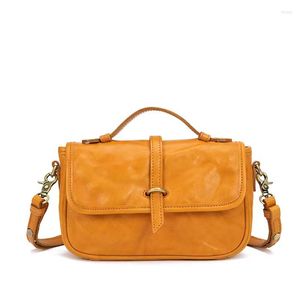 Shoulder Bags Genuine Leather Luxury Women's Bag Retro Vegetable Tanned First Layer Cowhide Hand Messenger