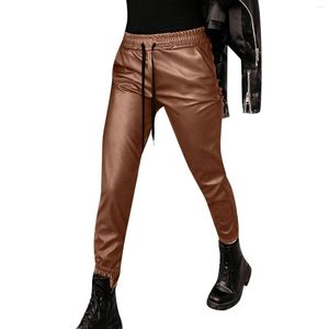 Pantaloni da donna Cioccolato Body da donna Autunno e inverno da donna Tinta unita Allacciatura Sexy Pelle PU Casual Gamba piccola