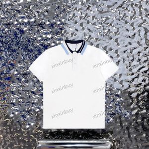 xinxinbuy Men designer Tee t shirt 23ss England Letter embroidery collar short sleeve cotton women white blue khaki grey XS-L