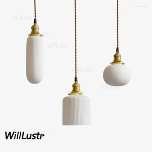 Lâmpadas pendentes de lâmpada de cerâmica branca de planta luminoso