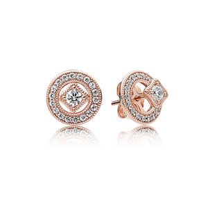 18-каратное розовое золото Vintage Circle Earring Set для Pandora Стерлингового серебра 925 Свадебный дизайнер Ювелирные изделия для женщин Подарок подруги роскошные серьги с оригинальной коробкой