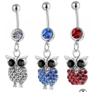 Navel Bell Button Rings D0037 Owl Animal Belly Ring Mix Colors Drop Delivery Jewelry Body Dhgarden Dhxwt