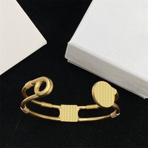Open Loop Gold Bangle Double Layer Design Bracelets with Part Spiral Women Simple Geometry Jewelry