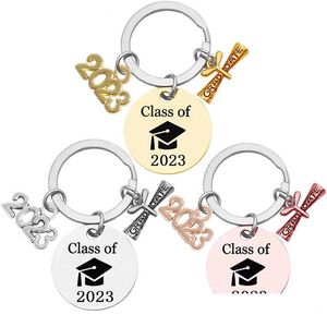 Keychains Lanyards 2023 Graduation Rostfritt stål Keychain Pendant Scroll Opening Ceremony Gift Key Ring 25mm Drop Delivery Fashi DHF6X