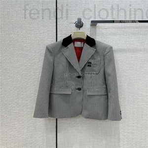 Kombinezony damskie Designer 2022 Kobiety Vintage Blazer Houndstooth Peacoat Kurtka Kurtka Dziewczyny Milan Runway Brand Luksusowa litera pojedyncza-wybredna TZ5Z