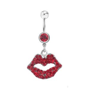 Navel Bell Button Rings D0047 Red Lip Belly Ring Drop Delivery Jewelry Body Dhgarden Dhkjq