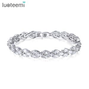 Ссылка цепочка Luoteemi Brand Fashion Cubic Zirconia Браслет для женщин роскошная свадебная цепь теннисный браслет CZ обручальные свадебные украшения G230222