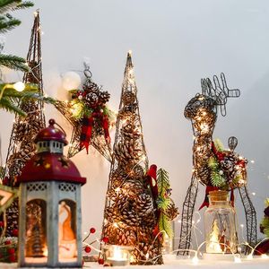 Decorações de Natal Luzes LEDs Glow Tree Reindeer Pines Ornamentos de Ferro Casamento Casamento Casa ao ar livre Navidad