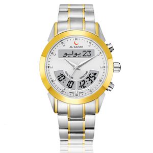 Orologi da polso Orologio da uomo islamico di lusso Athan con promemoria automatico della preghiera della moschea Auto Qibla Digital Dual Time Azan Clock AS P012TTGW TTGB 230223