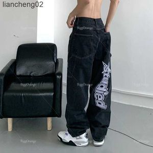 Erkek Kot En Çok Satanlar Retro Nakış Kot Streetwear Baggy Hımbıl Kot Giyim Erkekler Y2k Yüksek Kaliteli Gevşek Düz Geniş Bacak Pantolon W0223