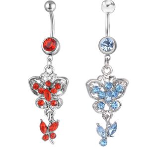 Navel Bell Button Rings D0214 Butterfly Belly Ring Drop Delivery Jewelry Body Dhgarden Dhqkt