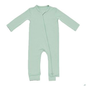 Pagliaccetti Pagliaccetto per neonato Fibra di bambù Ragazzo Ragazza Abbigliamento Born Zipper Footies Tuta Solid Abbigliamento a maniche lunghe 024M 220913 Drop Delivery K Dhjhi