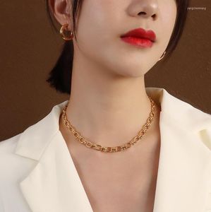 Chains MANI E PIEDI 18K Gold Color Punk Thick Chain Necklace For Women Stainless Steel Choker Designer Jewelry Korean Style Girls Gift