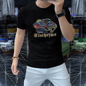 Tシャツのメンズ半袖服ハイグレードマーセル化コットンテーズスパンコールクールグラフィックデザインマンウェアサマーニュートップM-4XL