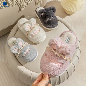 Hausschuhe Kinder Baumwolle Hausschuhe Mädchen Jungen Warme Winter Innen Haushalt Mama Papa Schuhe Pelzigen Für Kinder AntiSlip Weiche Sohle Miaoyoutong 230223