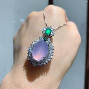 Catene Moda di alta qualità S925 Catena maglione d'argento Collana con pendente a cuore viola adatta per regali di coppia