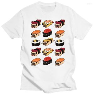 メンズTシャツ寿司パグ面白いTシャツシャツ普通のデザイン男性トップカミザホンブルコットン
