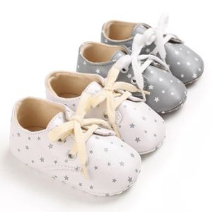 First Walkers Stars trycker Born Baby Shoes Sneakers Pu Leather Soft Sole Non-Slip Infant Toddler Boys Girls