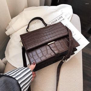 Evening Bags Korean Style Women Handbags Female Briefcase Unique Alligator Ladies Shoulder Messenger Bag 2023 Black Khaki Crossbody