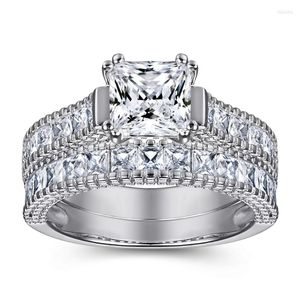 حلقات الكتلة الأمراء 1.2 د اللون Moissanite 925 Sterling Silver Wedding Ring Sets Engagement Band Jewelry Vintage Design for Women