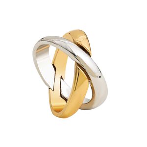 Band Rings New Fashion X-shaped Gold Color Mixing Metal criss-cross Rings Minimalist Circle Geometric Ring Female Jewelry Gifts G230213