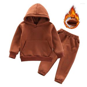 Giyim Setleri Bebek Bebek Kız Giysileri Seti Sonbahar Sıcak artı Kadife Kapüşonlu Sweatshirt ve Harem Pantolon Toddler Sıradan Kıyafetler Şeker