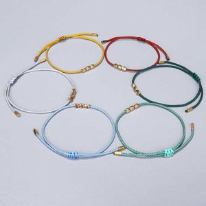 Link Chain ZG Bracelet Bangles for Women Men Buddhism Handmade Tibetan Copper Beads Lucky Rope Wax Thread Wrist Jewelry Couple Gift G230222