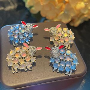 Ohrstecker, exquisiter Opal, süßes Schaf, 925er Silber, Schmuck, Damen, kreativ, trendig, Tier, Geburtstagsgeschenk