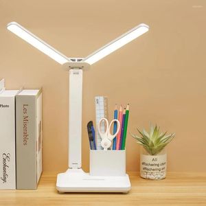 Tischlampen LED-Klemme Doppel- / Einzelkopf-Schreibtischlampe Flexibler Schwanenhals Touch-Dimmung Plug-in USB-Aufladung für Bürocomputer