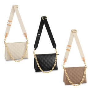 Designerska torba skórzana luksusowa torebka torby na ramię damskie portfel złoty łańcuch Coussin M57790 Męs