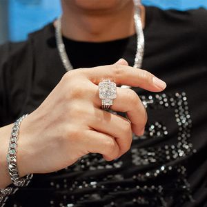 Ślubny męski pierścionek Moissanite srebrny księżniczka Cut CZ kamień pierścionki zaręczynowe dla kobiet biżuteria prezent