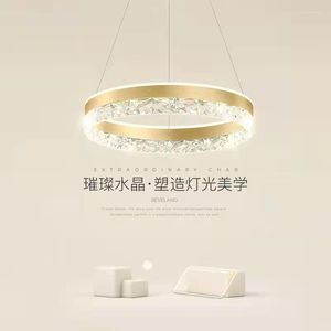 Pendant Lamps Modern Round Hollow Light Black Dining Room Chandelier Luxury Crystal Simple Bedroom Study Net Red LED