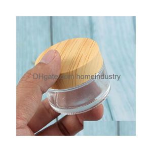 Cream Jar Wholesale Wood Grain ER Bottle Transparent Glass Face Sub Packade tomma flaskor Drop Delivery Office School Business Industri DH1SM