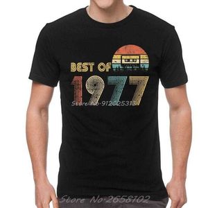 Erkek Tişörtleri 1977 Doğum Günü Hediyeleri T-Shirt Erkekler Grafik Tişört Kısa Kollu Pamuk Kaset Bant Tshirt Tees Üstler Harajuku Street Giyim 022223H