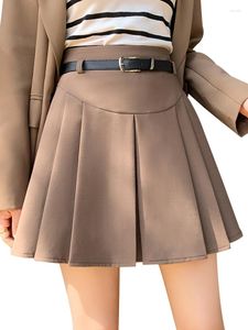 Skirts QOERLIN With Belt Pleated Tennis Goth High Waist Mini Skirt Black Sexy JK Suit Women 2023 Spring Summer Saias Mujer