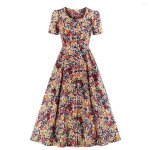 Casual Dresses Vintage Bohemian Long Women Dress Short Sleeve Plus Size Beach Sundress Vacation Chiffon Sexy Party Vestidos