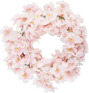 Decorative Flowers Artificial Cherry Blossom Garland Hanging Vine Silk Flower Faux For Wedding Garden Arch Wall Home Party Decor